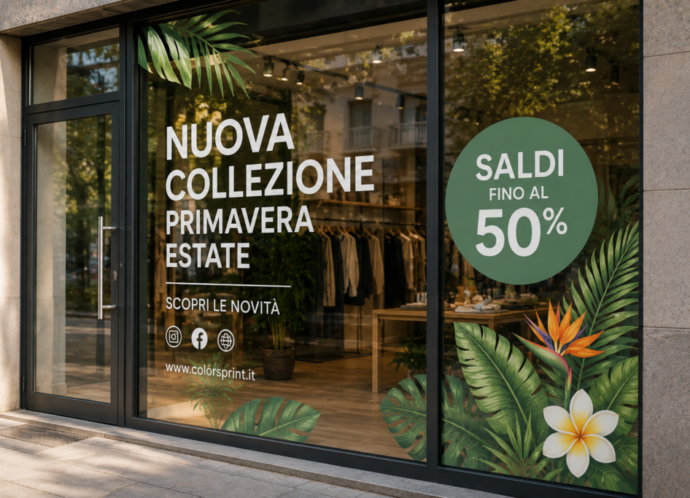 Servizio di stampa vetrofanie e adesivi per vetrine