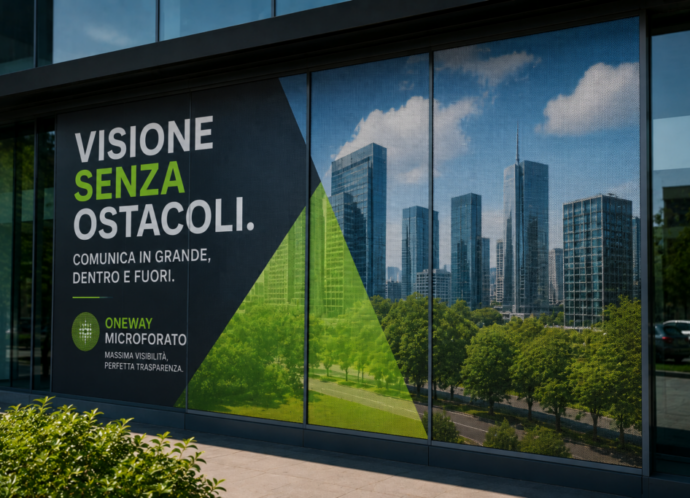 Pellicola Oneway microforata stampata per vetrine