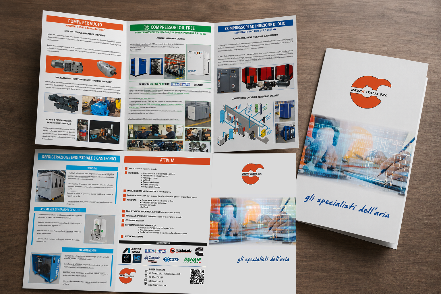 Progettazione grafica di pieghevole aziendale per Druck Italia